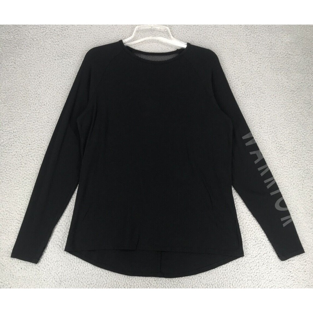 Warrior Running Workout Shirt Women Size L Long Sleeve Mesh Back Black